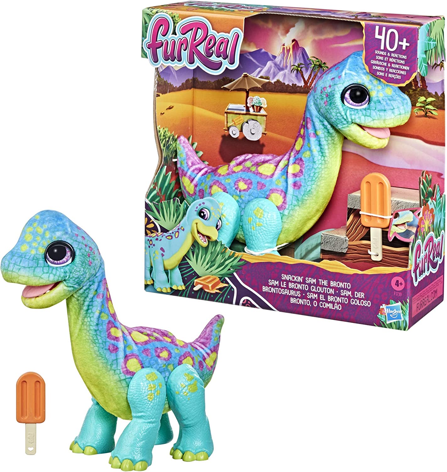 ไดโนเสาร์กินไอติมFurReal Snackin 'Sam The Bronto Interactive Animatronic Plush Toy, 40+