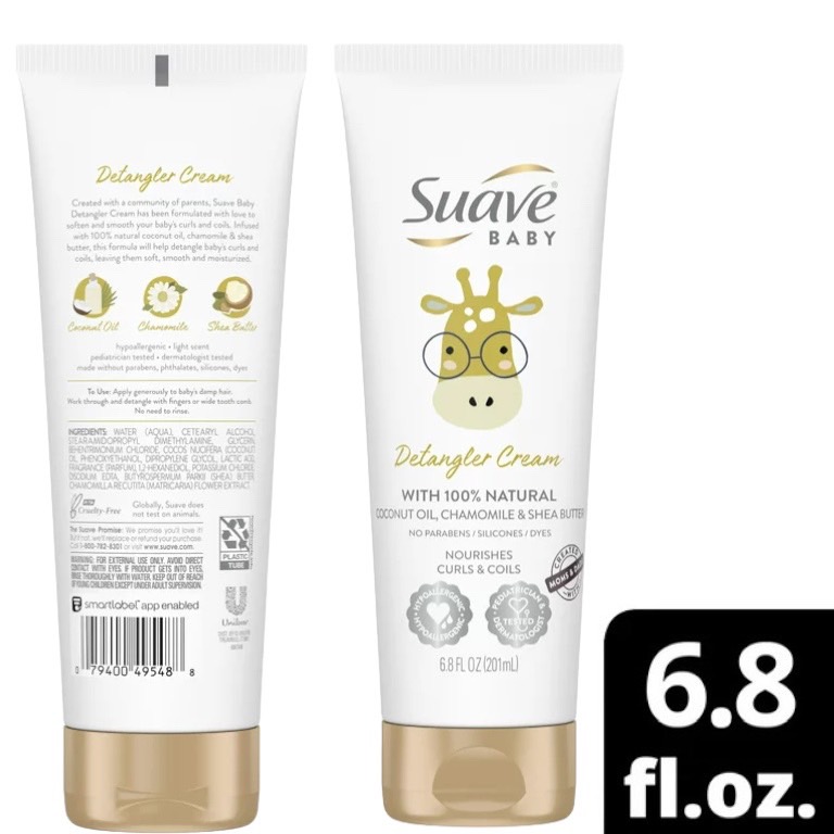 นำเข้า USA ครีมขจัดผมพันกัน Suave Baby Detangler Cream with Coconut Oil, Chamomile & Shea Butter, 6.8 oz ราคา 420 บาท