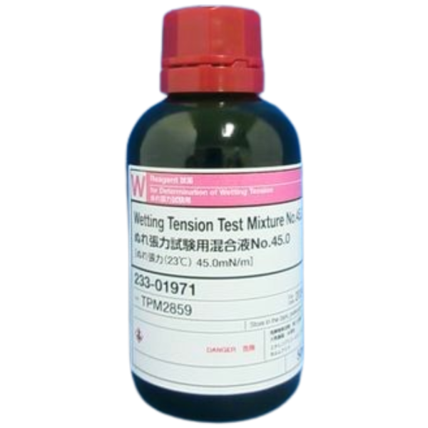 FujiFilmWako รหัสสินค้า NO.45.0-233-01971 น้ำยาทดสอบแรงตึงผิว, Wetting Tension Test Mixture for Determination of Wetting Tension NO.45.0,WAKO Cat.no. 233-01971,package:50mL