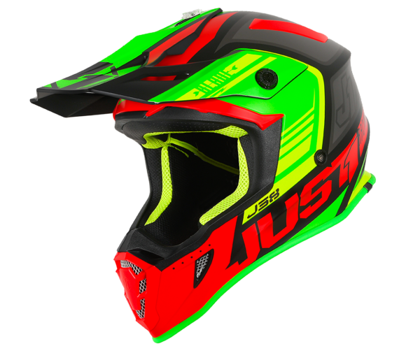 หมวกกันน็อค JUST1 รุ่น J38 ลาย Blade Red/Lime/Black