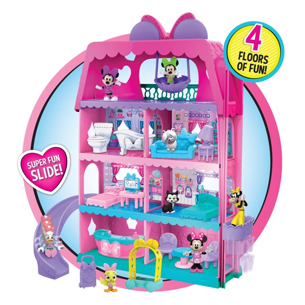 บ้านตุ๊กตา Minnie Mouse Bow-Tel Hotel ชุดของเล่น 2 ด้านมีไฟ มีเสียง และลิฟต์ 20 ชิ้น "ลิขสิทธิ์แท้" ราคา 4,120 - บาท