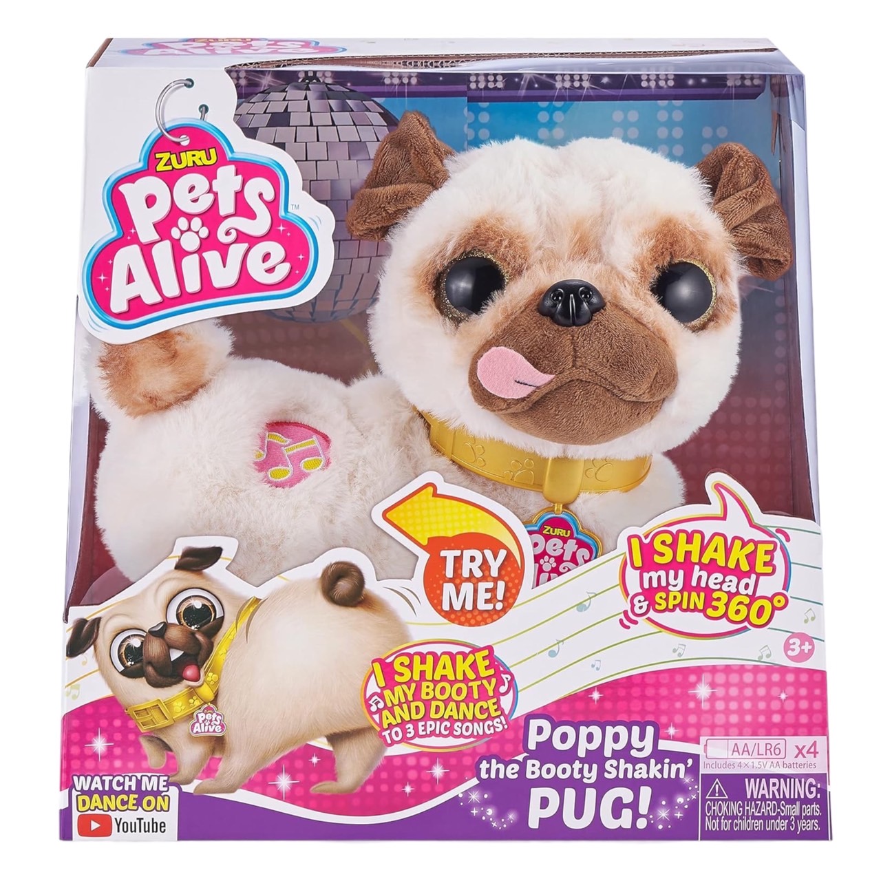 สัตว์เลี้ยงหมานักแดนซ์Pets Alive Poppy The Booty Shakin’ Pug – Interactive Dancing Plush Puppy by ZURU ราคา 2,290 บาท