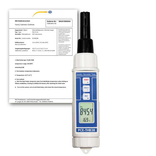 PCE รุ่นTHB-38 incl. ISO Calibration Certificateเครื่องวัดความชื้นในอากาศAir Humidity Meter
