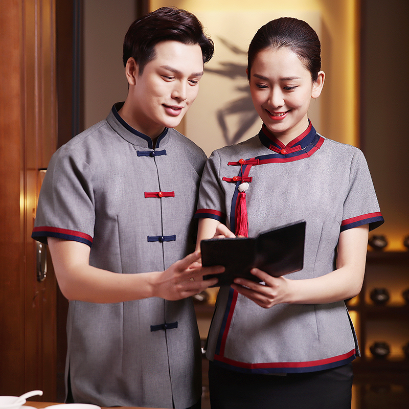 F6205017 เสื้อพนักงานต้อนรับ เสื้อพนักงานเสริฟ เสื้อพนักงานโรงแรม เสื้อพนักงานร้านอาหาร สีภาพ S-2XL F6205017-1 เสื้อตัวเดียว