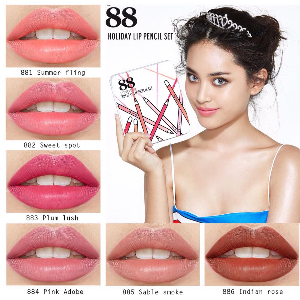 ลิปสีไม้ Ver.88 Holiday Lip Pencil Set (ลิปสีไม้ ฮอลิเดย์ ลิป เพนซิล เซท)