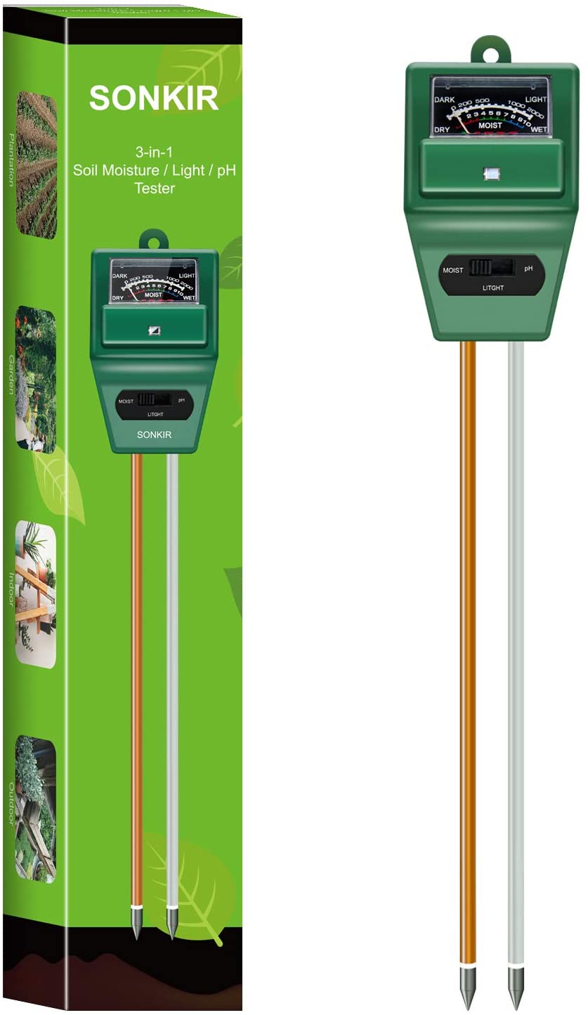 Sonkir รหัส MS-02 เครื่องวัดค่าความเป็นกรด-ด่างของดิน,3-in-1,Soil pH Meter,Soil Moisture,Light,pH Gardening Tool Kits