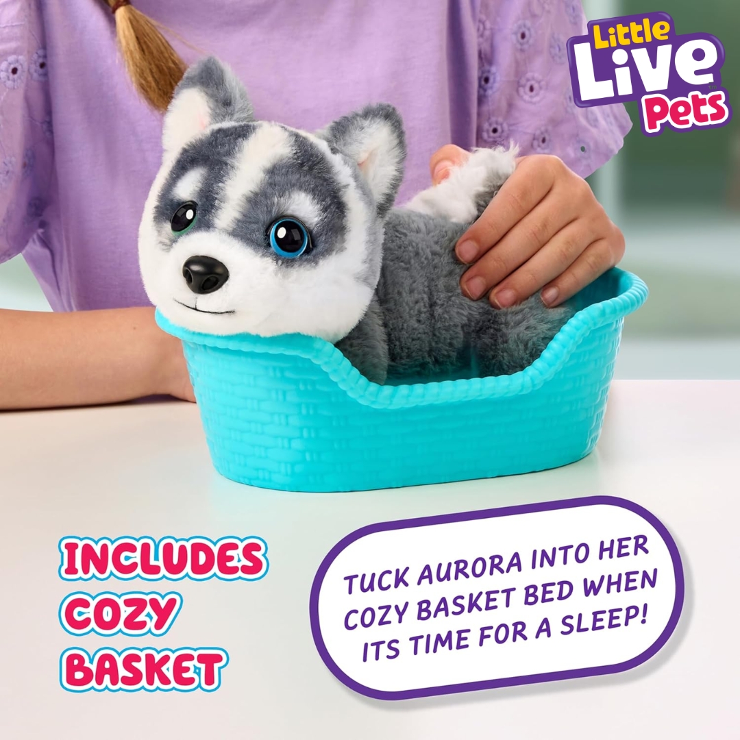นำเข้า 🇺🇸 พบกับ Aurora น้องฮัสกี้ตัวจิ๋วที่น่ารักที่สุดในโลก! ❄️✨ Little Live Pets My Really Real Puppy Minis ตัวนี้ ขนโคตรนุ่ม แถมโต้ตอบได้เหมือนลูกสุนัขจริง ๆ