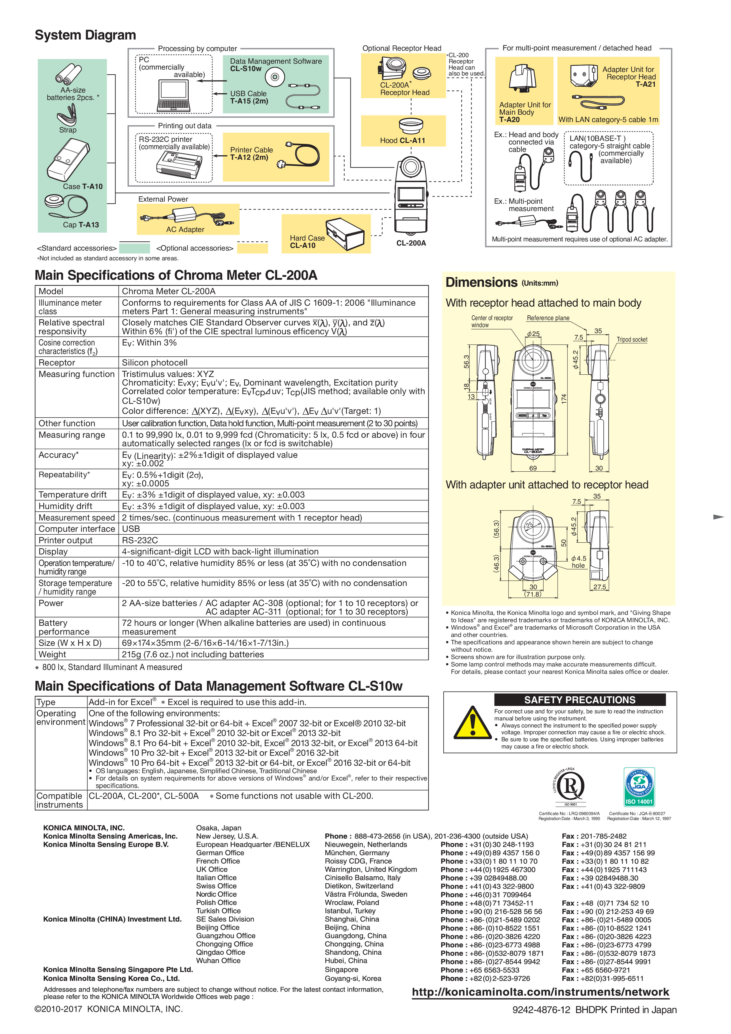 Konica Minolta รุ่นCL-200Aเครื่องวัดความสว่างสี,Color Illuminance Meter CL-200A