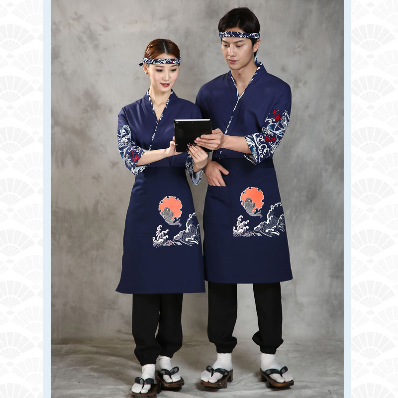 G6203005 เสื้อพนักงานร้านอาหารญี่ปุ่น เกาหลี เสื้อกิโมโน ร้านอาหารญี่ปุ่น สีภาพ S M L XL 2XL G6203005 เสื้อตัวเดียว