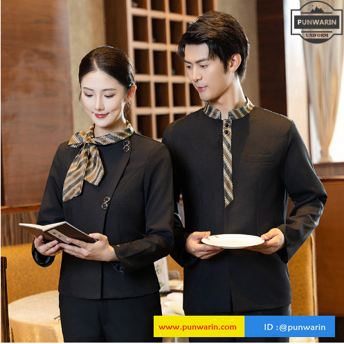 เสื้อพนักงานต้อนรับพนักงานเสริฟเสื้อพนักงานโรงแรมนรีสอร์ทเสื้อแขนยาว แดง ดำ ม่วง L-4XL F6704002 ตัว *ขั้นต่ำ 2 ตัว