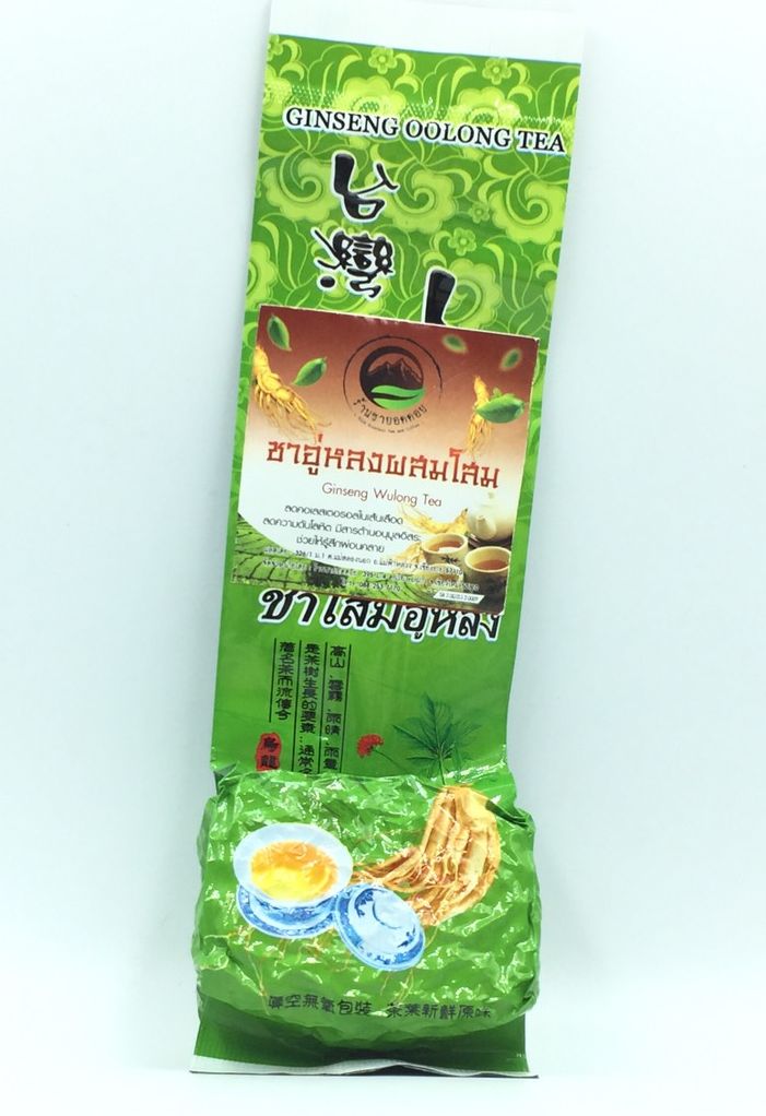 ชาโสมอู่หลง ขนาด 500 กรัม ครึ่งกิโลกรัม Oolong Tea รสชาติของชาอู่หลงผสานกับรสชาติหอมหวานจากโสม ดื่มแล้วได้ประโยชน์ทั้งจากโสมและชา ช่วยต้านอนุมูลอิสระ