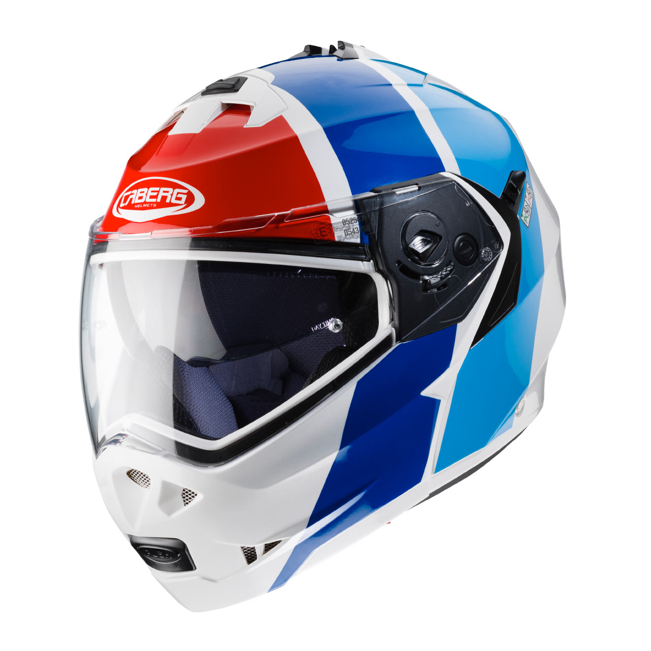 หมวกกันน็อค CABERG รุ่น DUKE II ลาย IMPACT WHITE METAL / RED / BLUE / LIGHT BLUE