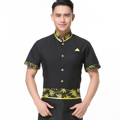 F6205001 เสื้อพนักงานต้อนรับ เสื้อพนักงานเสริฟ เสื้อพนักงานโรงแรม เสื้อพนักงานร้านอาหาร สีภาพ L-3XL F6205001 เสื้อ+ ผ้ากันเปื้อนตามรูป