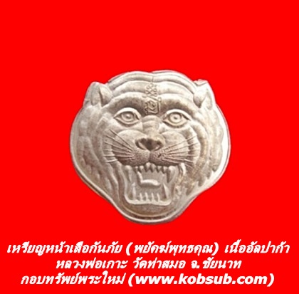 เหรียญหน้าเสือกันภัย (พยัคฆ์พุทธคุณ) เนื้ออัลปาก้า หลวงพ่อเกาะ วัดท่าสมอ