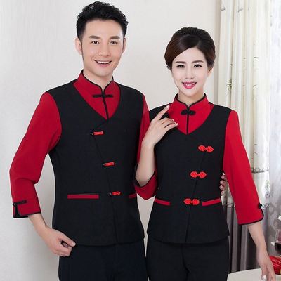 F6203001 เสื้อพนักงานต้อนรับ เสื้อพนักงานเสริฟ เสื้อพนักงานโรงแรม เสื้อพนักงานร้านอาหาร สีภาพ L-3XL F6203001 เสื้อ+ ผ้ากันเปื้อน