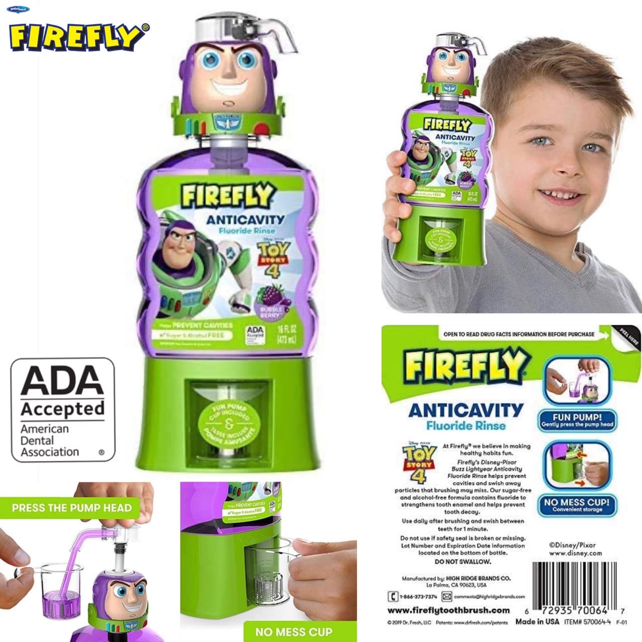 น้ำยาบ้วนปากเด็กผสมฟลูออไรด์ป้องกันฟันผุ Toy Story Buzz Lightyear รสองุ่น 16 Ounce ราคา : 590 บาท