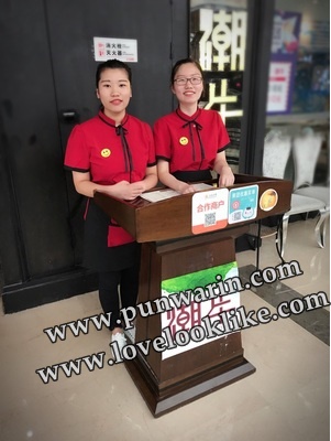 F6203008 เสื้อพนักงานต้อนรับ เสื้อพนักงานเสริฟ เสื้อพนักงานโรงแรม เสื้อพนักงานร้านอาหาร ดำ แดง L-3XL F6203008 เสื้อ+ ผ้ากันเปื้อนตามรูป