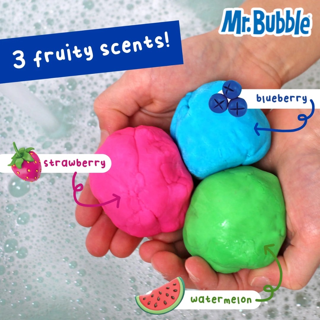 เข้า 🇺🇸 🫧Mr. Bubble Soapy Bath Dough – สบู่ดินน้ำมหัศจรรย์กลิ่นผลไม้🍉🍓🫐 ราคา 390 บาท / กระปุก