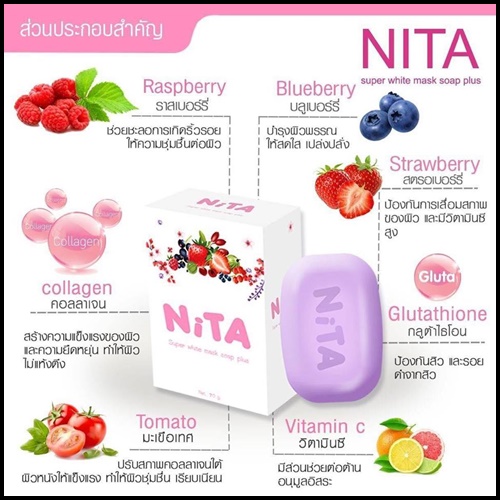 สบู่นิต้า Nita Super White Mask Soap Plus