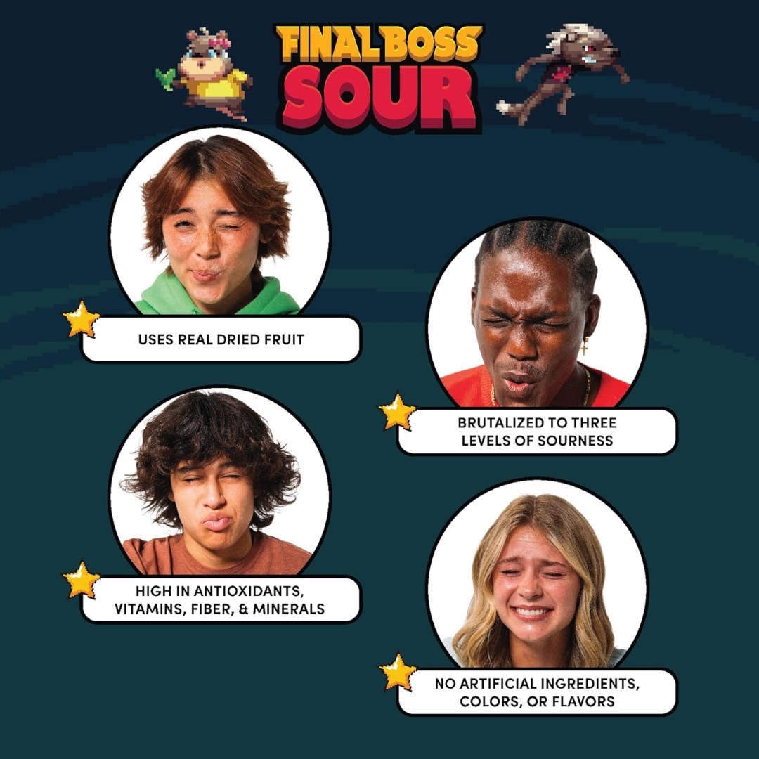 Neww ‼ นำเข้า 🇺🇸 FINAL BOSS SOUR - Sour Blueberries - ลูกอมที่ทำจากผลไม้เปรี้ยวที่สุดในโลก ราคา 220 บาท