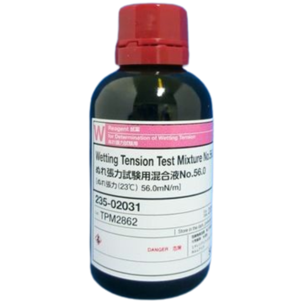FujiFilmWako รหัสสินค้า NO.56.0-235-02031 น้ำยาทดสอบแรงตึงผิว, Wetting Tension Test Mixture for Determination of Wetting Tension NO.56.0,WAKO Cat.no.235-02031,package:50mL