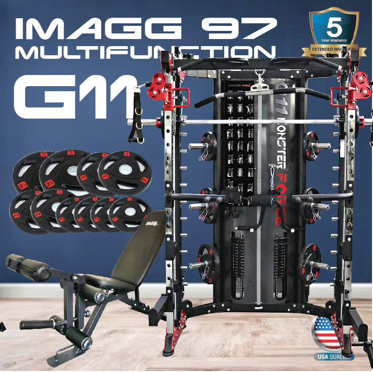 Set Promotion สมิทแมชชีน มอนสเตอร์ฟอส G11 (New Design) , Smith Machine Monster Force G11 + ม้านั่ง Iron 202 Commercial
