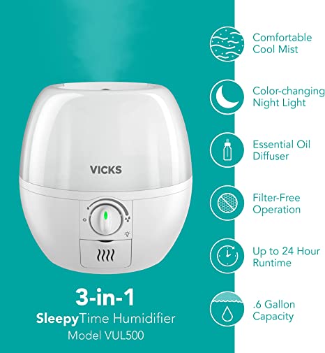 Vicks 3-in-1 Sleepy Time Ultrasonic Humidifier & Diffuser(เครื่องไอเย็น) ราคา 2,990- บาท