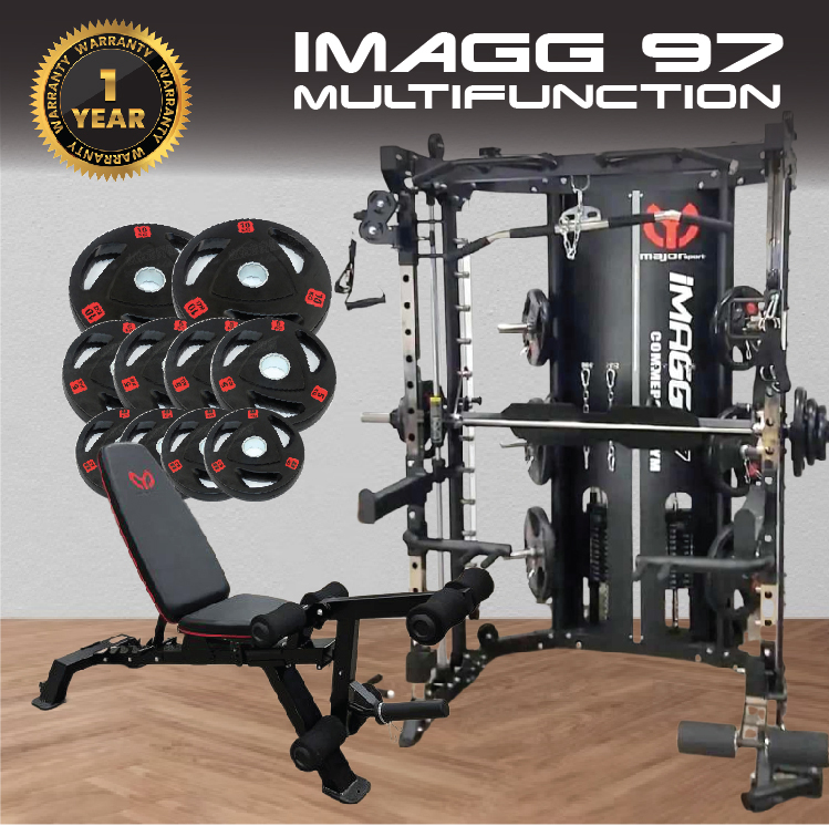 Smith Machine IMAGG 97 + ม้านั่ง819A + แผ่นน้ำหนัก50kg, สมิทแมชชีน