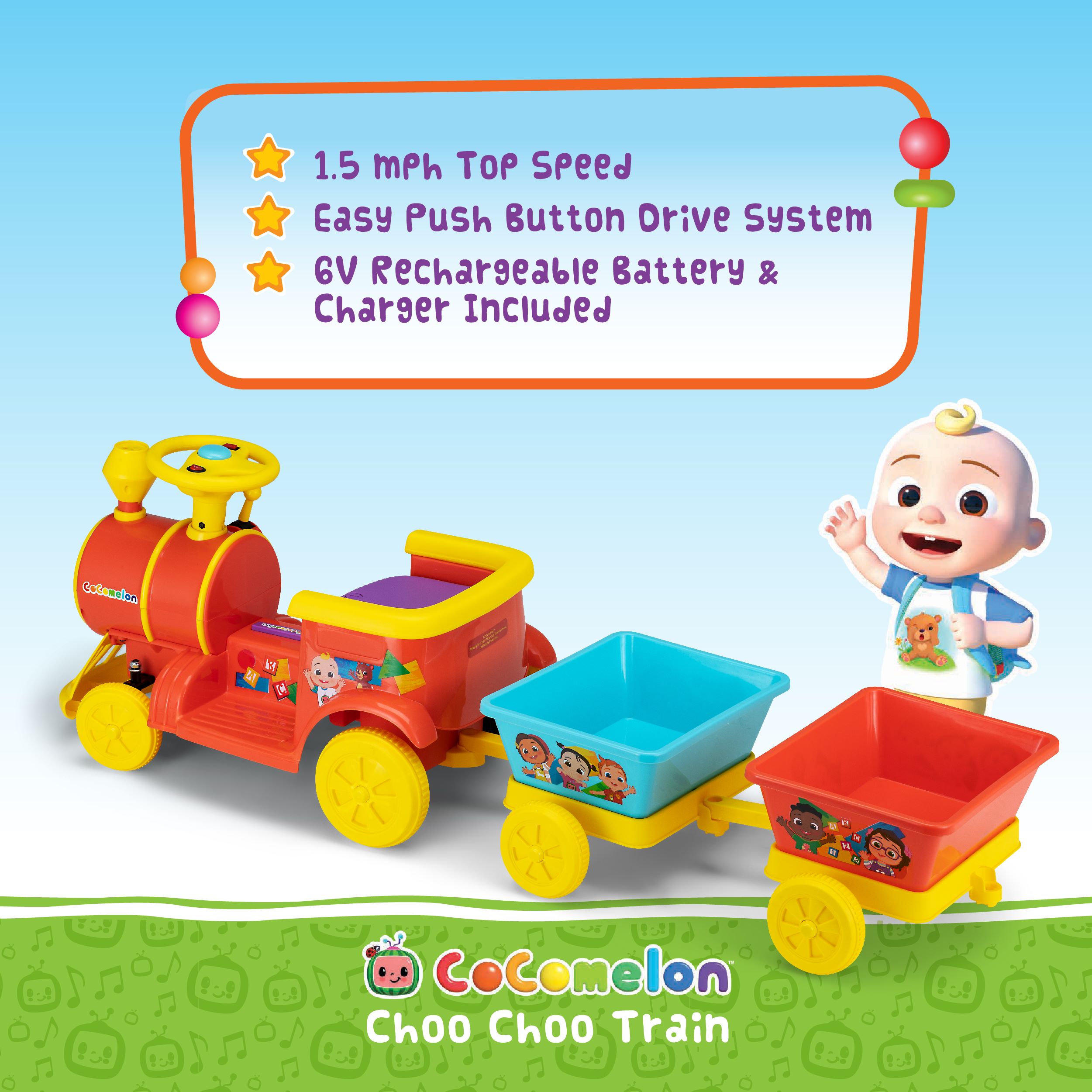 Cocomelon Choo Choo Train Ride-on Toy รถไฟของเล่น ราคา 9,900 บาท
