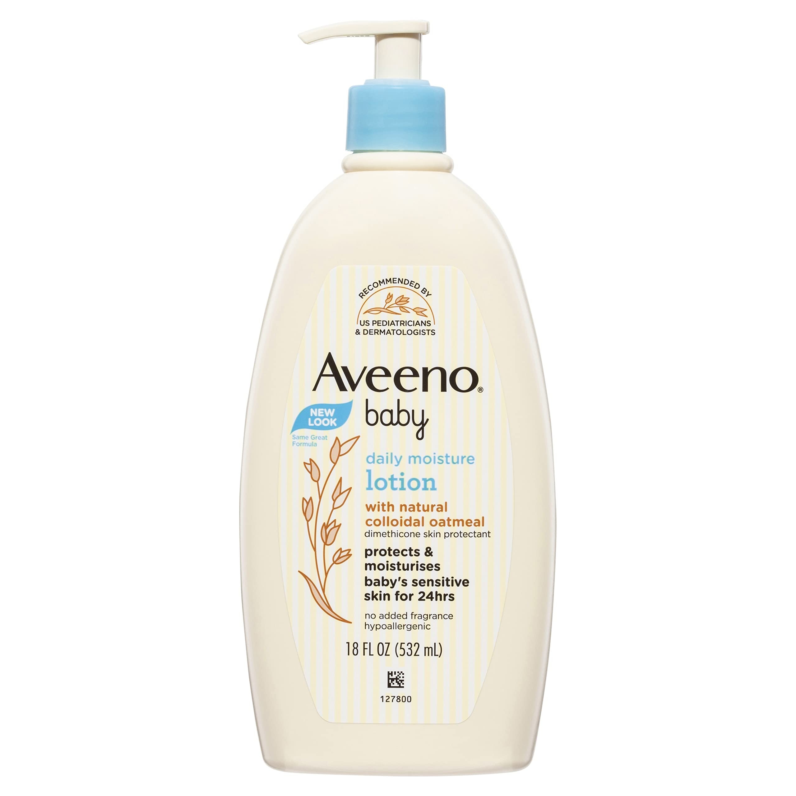 Aveeno Baby Daily Moisture Lotion, Fragrance Free, 18 Ounce โลชั่นบำรุงผิวลูกน้อยอย่างอ่อนโยน ไร้แอลกอฮอล ขนาด 18 ออนซ์