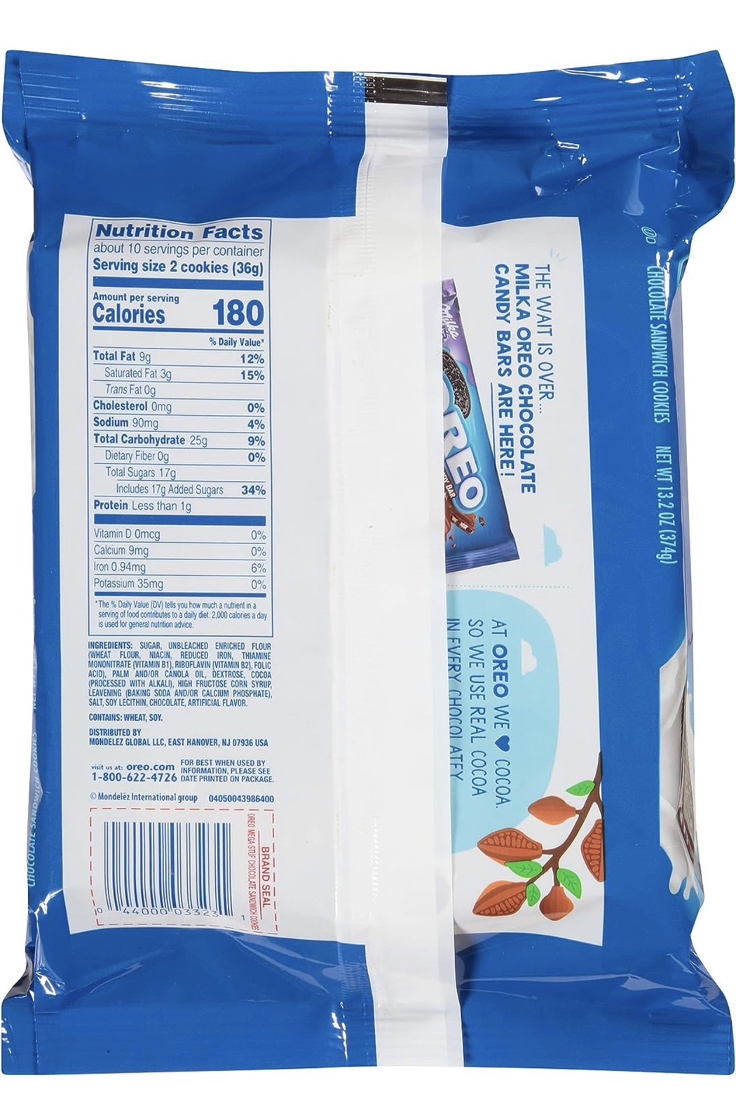 นำเข้า🇺🇸 โอริโอ้ สอดไส้เยอะพิเศษ3เท่า ขนาด ปาร์ตี้ไซส์ OREO Mega Stuf Chocolate Sandwich Cookies, Party Size, 1 lb 9.35 oz [718.66 กรัม] แพคใหญ่ราคา 450 บาท