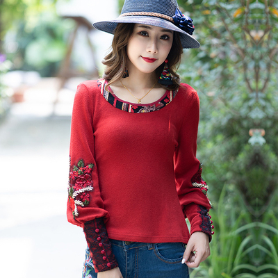 เสื้อยืดเกาหลี แขนยาว งานโมฮีเมียนชาติพันธ์ สำหรับผู้หญิงวัยกลางคน สำเนา UM6209004 ตัว