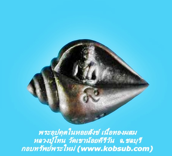 พระอุปคุตในหอยสังข์ เนื้อทองผสม หลวงปู่โทน วัดเขาน้อยคีรีวัน จ.ชลบุรี