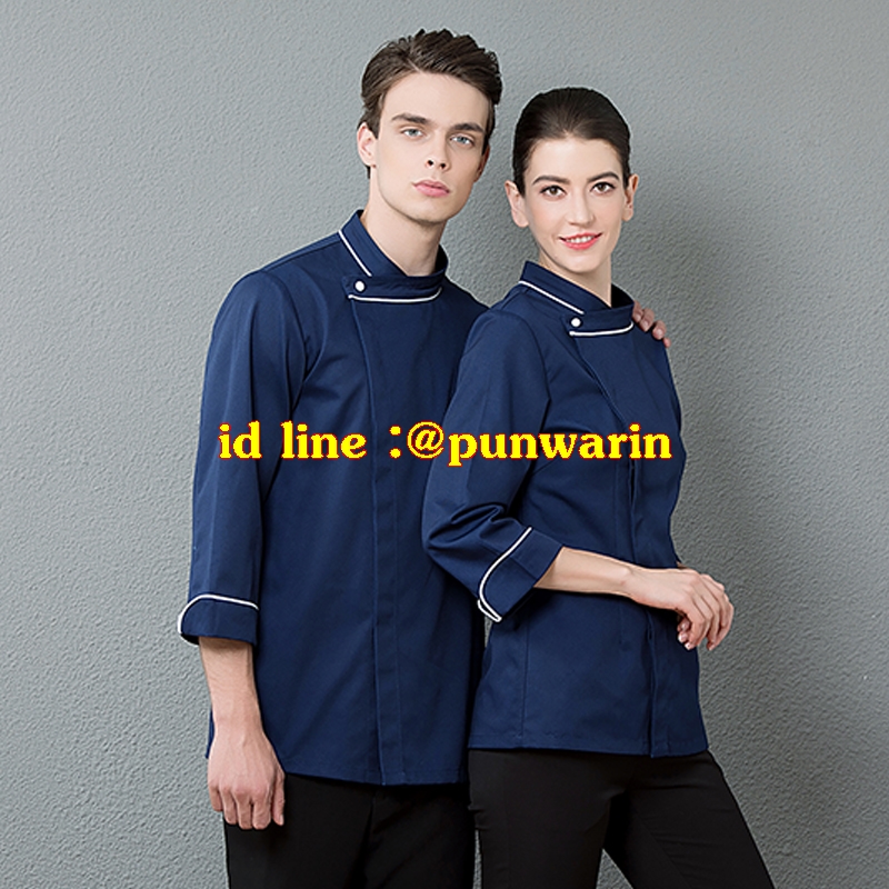 เสื้อเชฟ เสื้อพ่อครัว เสื้อแม่ครัว เสื้อพนักงานทำอาหาร เสื้อกุ๊ก แขนยาว ขาว ดำ แดง น้ำเงิน M-4XL C6211015 เสื้อตัวเดียว