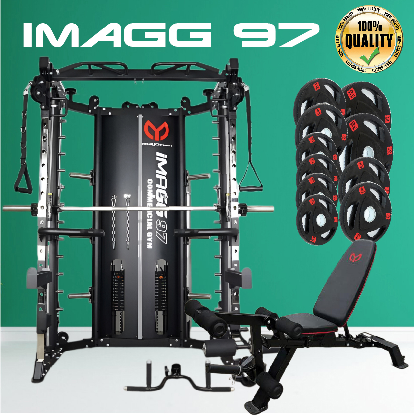 Smith Machine IMAGG 97 + ม้านั่ง819A + แผ่นน้ำหนัก50kg, สมิทแมชชีน