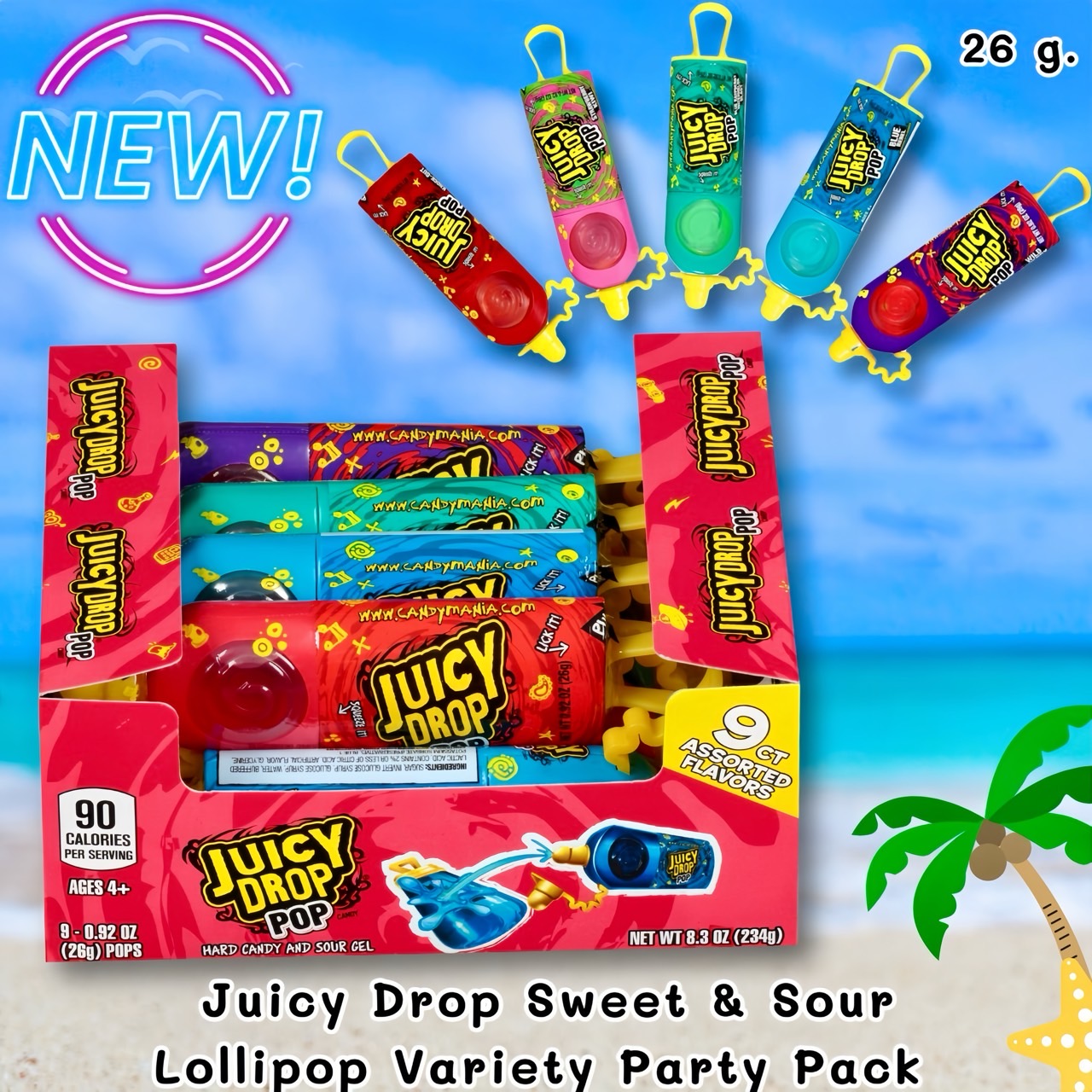 NEW !! นำเข้า🇺🇸 Juicy Drop Pop Variety Pack ลูกอมรสหวานหลากรสชาติพร้อมลูกอมรสเปรี้ยว 26 กรัม ราคา 160 บาท /แท่ง