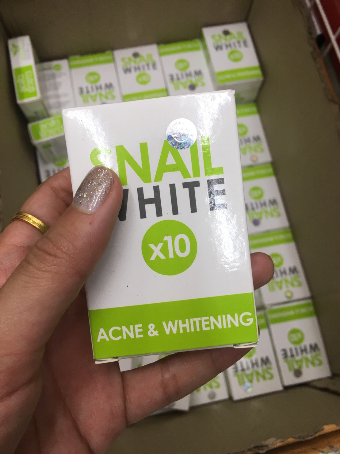 สบู่ SNAIL WHITE X10 ACNE & WHITENING สีเขียว (ลดสิวผิวขาว)