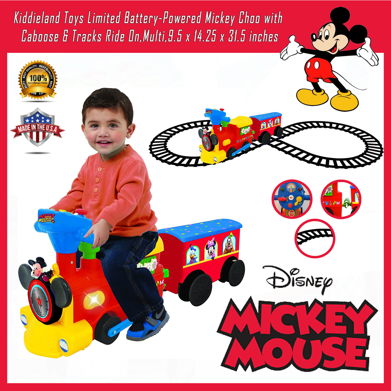 Kiddieland Toys Limited Battery-Powered Mickey Choo with Caboose & Tracks รถไฟแบตเตอรี่ มาพร้อมราง ลาย มิกกี้เมาส์ ลิขสิทธิ์แท้จากอเมริกาn ราคา 5,490 - บาท
