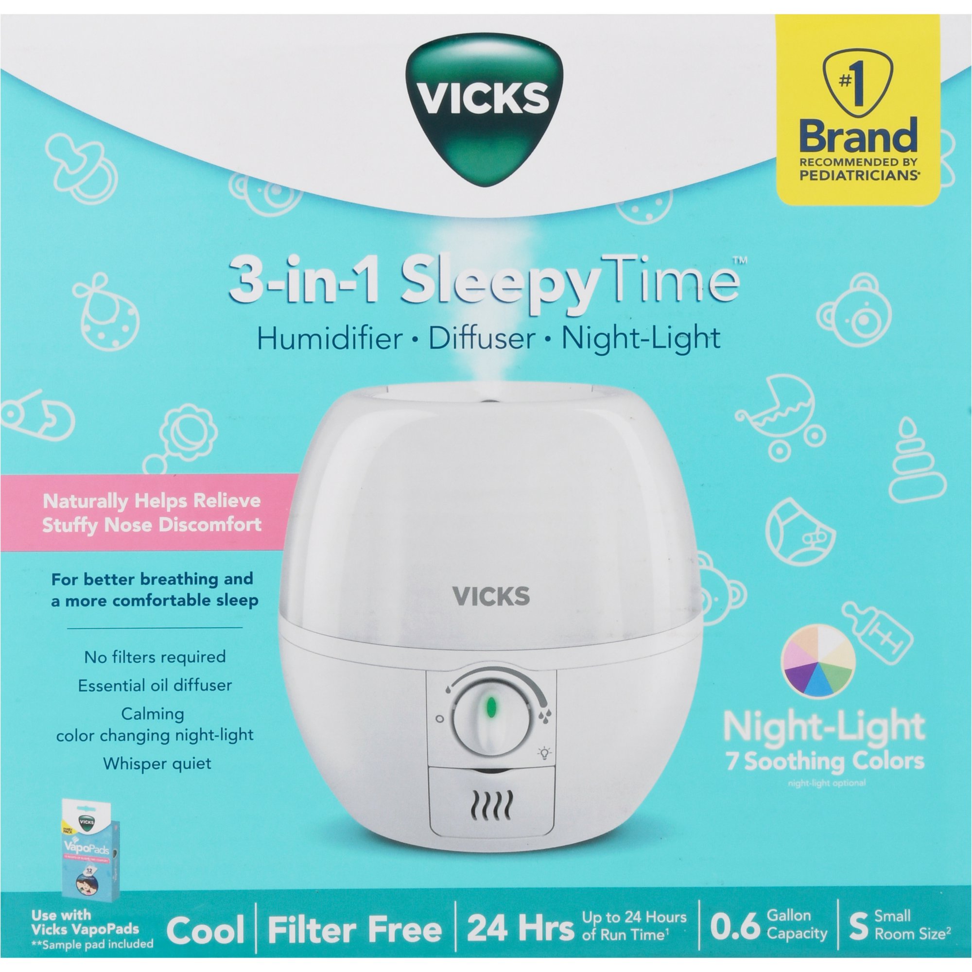 Vicks 3-in-1 Sleepy Time Ultrasonic Humidifier & Diffuser(เครื่องไอเย็น) ราคา 2,990- บาท