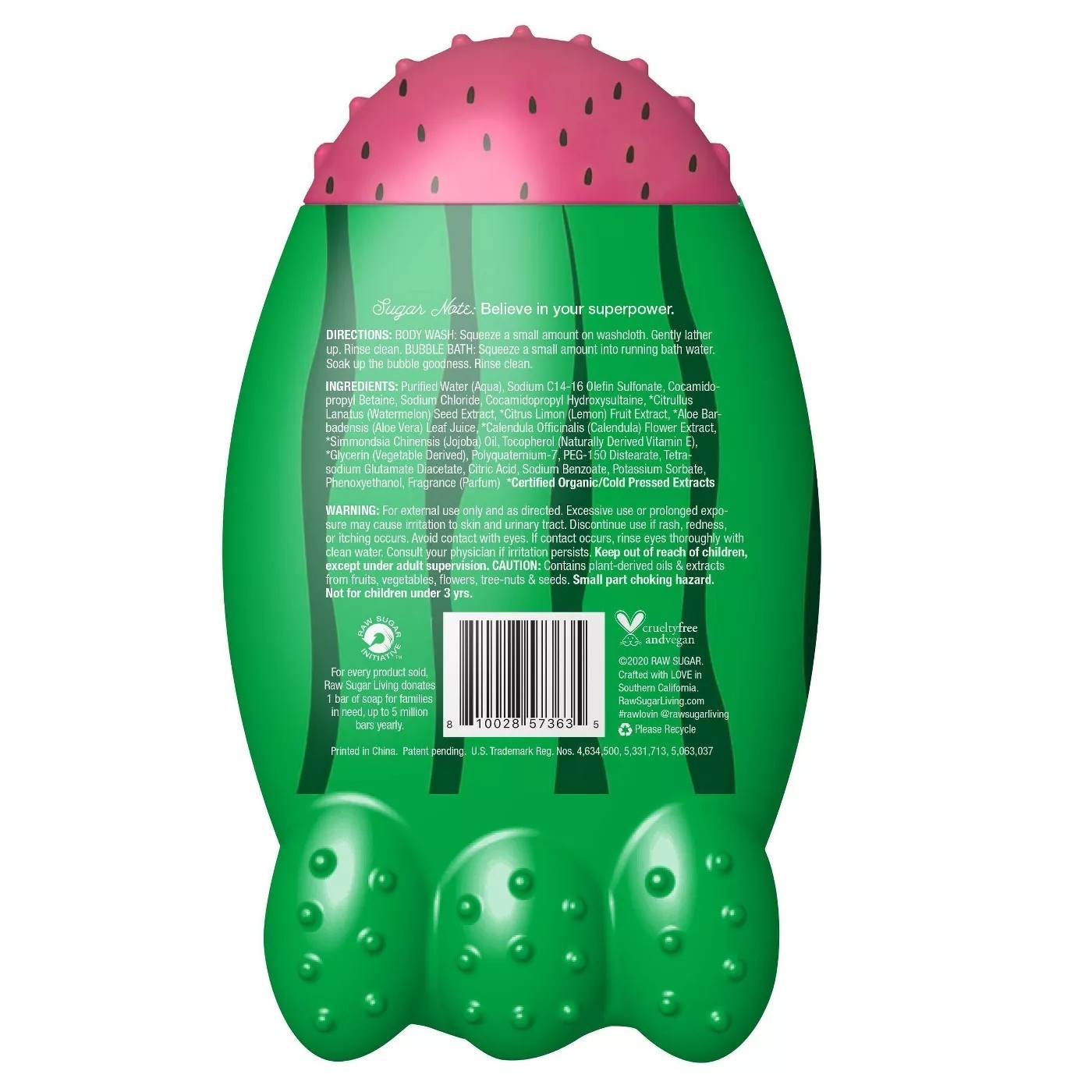 Raw Sugar Kids Bubble Bath + Body Wash Watermelon Lemonade - 12 fl oz ราคา : 450 บาท