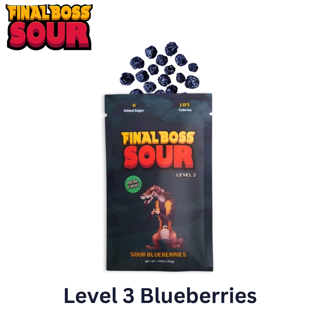 Neww ‼ นำเข้า 🇺🇸 FINAL BOSS SOUR - Sour Blueberries - ลูกอมที่ทำจากผลไม้เปรี้ยวที่สุดในโลก ราคา 220 บาท