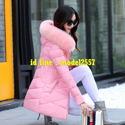 CW6109007 เสื้อโค้ทผู้หญิงหวานเกาหลี มีฮูด ซิปหน้าตัวยาวแต่งเฟอร์ขน ขาว เทา ดำ ฟ้า แดง ชมพู M-3XL CW6109007 ตัว