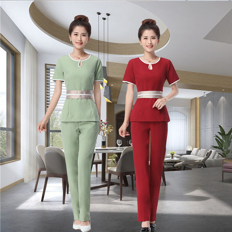 ชุดพนักงานนวดสปา ชุดพนักงานเสริมสวย ชุดทำงาน ชุดสูท สีภาพ S-3XL S6209004 ชุด