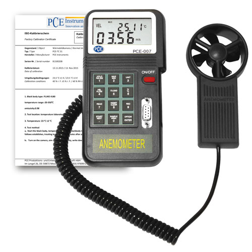 PCE รุ่น007-ICA เครื่องวัดความเร็วลมAir Velocity Meter incl. ISO Cal Certificate