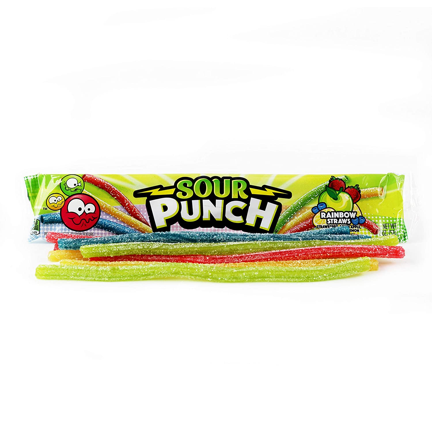 ขนม Sour Punch Straws, Rainbow Fruit Flavors 2oz ซองละ 99 บาท