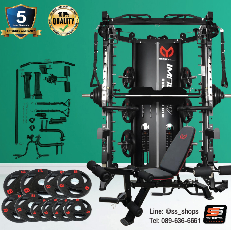 Smith Machine IMAGG 99/PinLoad180kg + ม้านั่ง825 + แผ่นหุ้มยาง50kg, สมิทแมชชีน