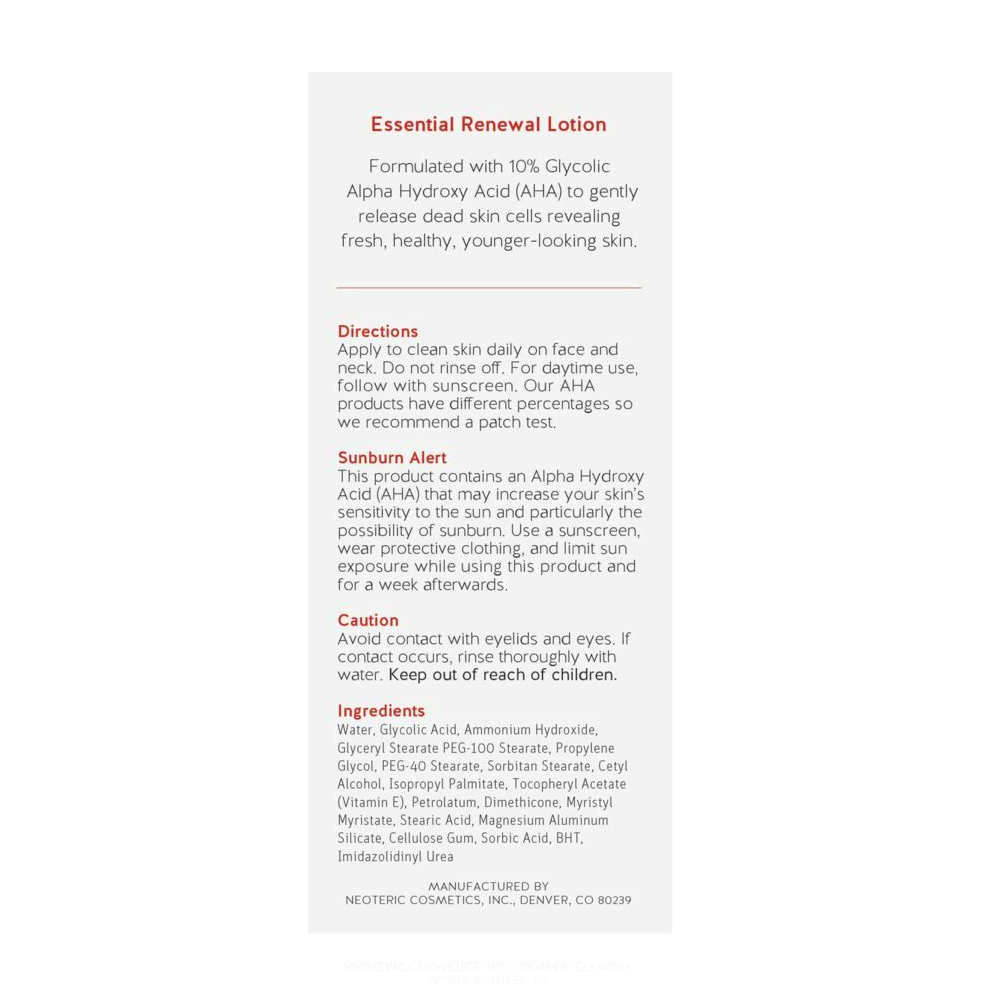 ALPHA HYDROX :: Essential Renewal Lotion with 10% AHA โลชั่น เผยผิวขาว กระจ่างใส ลดเลือนร้อยแห่งวัย ผิวกระชับ