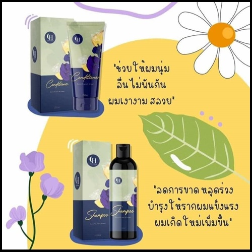 ชรแฮร์เฮิร์บ แชมพูสมุนไพรสดอัญชันขิง Chorn Hairherb เร่งยาว ลดการหลุดร่วง (1 แถม 1 ) ส่งฟรี