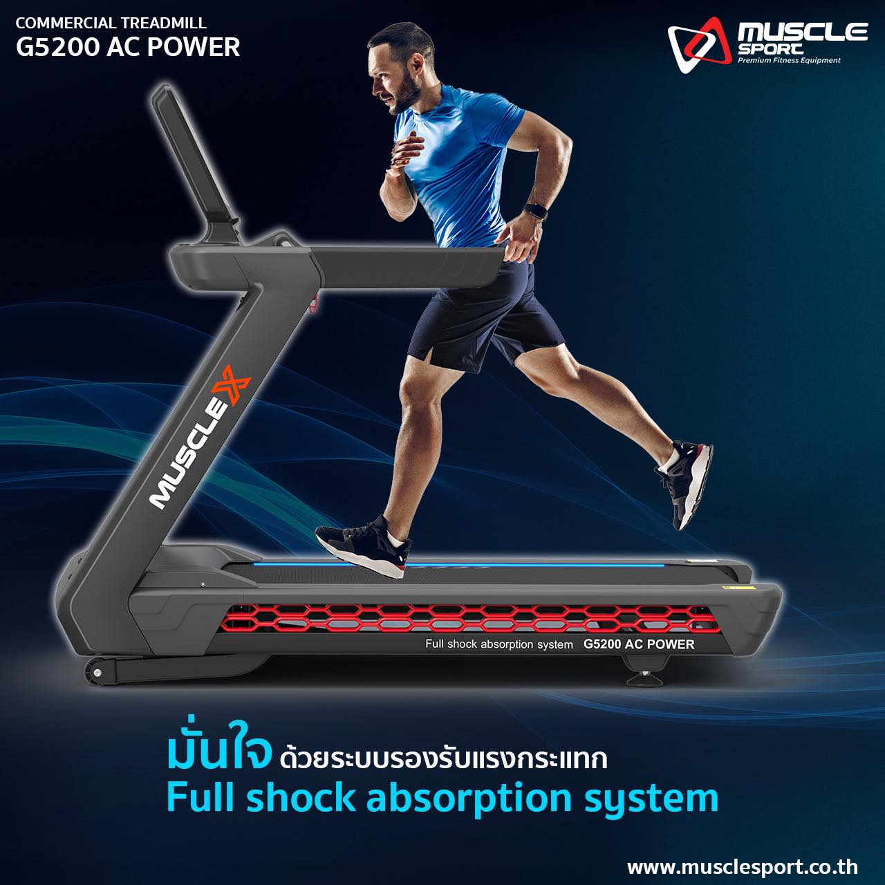 ลู่วิ่งไฟฟ้ามอเตอร์AC MuscleX G5200 ลู่วิ่งไฟฟ้าฟิตเนส, ลู่วิ่งไฟฟ้าราคา