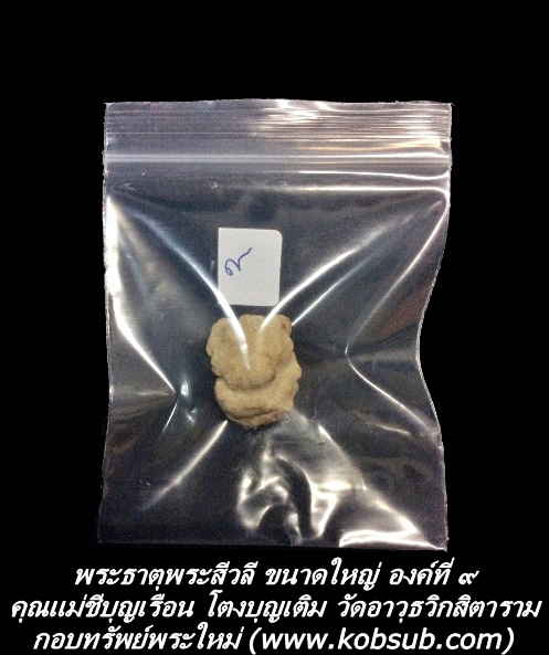 พระธาตุพระสีวลี ขนาดใหญ่ องค์ที่ ๙ คุณแม่ชีบุญเรือน โตงบุญเติม วัดอาวุธวิกสิตาราม